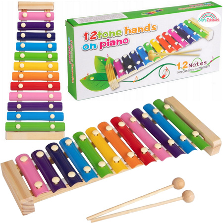 Drewniane Cymbałki 12 ton kolorowe  – Idealny Instrument Muzyczny dla Dzieci sensoryczny